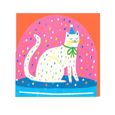 Party Cat Große Schneekugelkarte