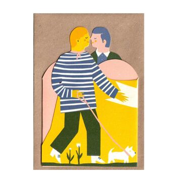 Carte de coeur accordéon de deux hommes