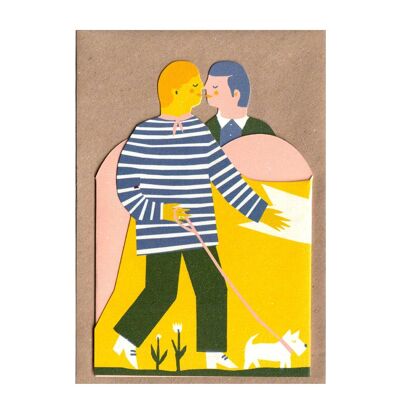 Carte de coeur accordéon de deux hommes