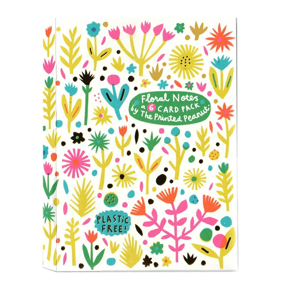 Notas florales blancas, paquete de 6 tarjetas