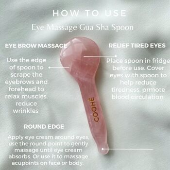 Gua Sha Cuillère de Massage des Yeux Quartz Rose 3