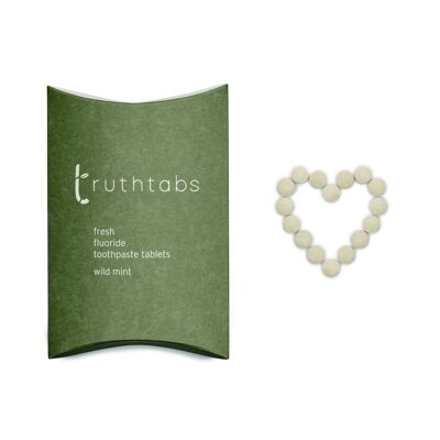 Truthtabs - Compresse di dentifricio in pasta al gusto di menta selvatica premiate. Fornitura di tre mesi x 10