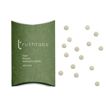 Truthtabs - Comprimés de dentifrice à saveur de menthe sauvage primés. Approvisionnement de trois mois x 10 2