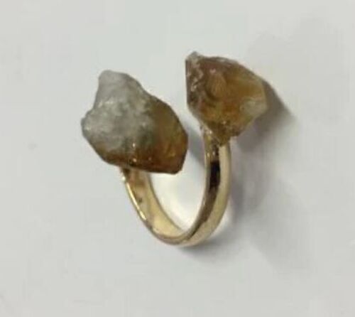 Dual Stone Ring Citrine plated in Gold