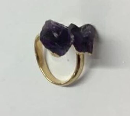 Dual Stone Ring Amethyst plated in Silver
