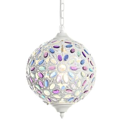 METAL ACRYLIC CEILING LAMP 28X28X44 WHITE FLOWER LA206365