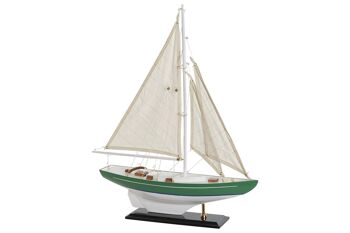 BATEAU EN BOIS MASSIF 42X9X62 VERT MENTHE LM203835 1