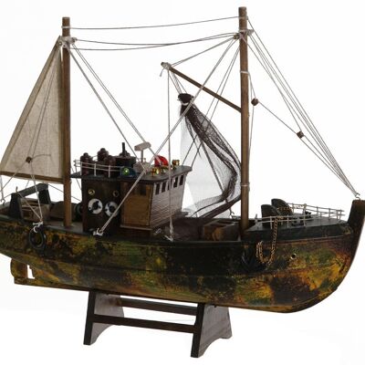 WOODEN BOAT 40X13X35 GREEN LM203836