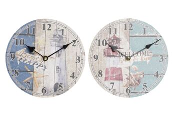 HORLOGE MURALE MDF TOILE 20X3X20 PHARE 2 ASSORTIS. LM203848 1