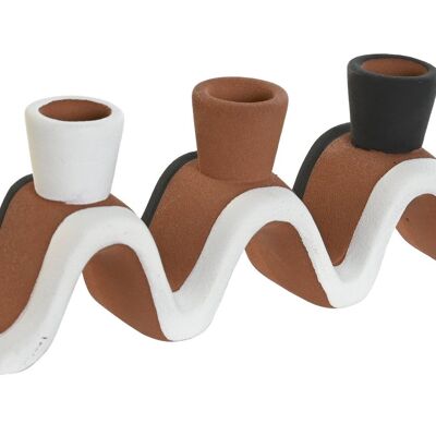 PORTACANDELA IN CERAMICA 20,4X5,3X7,6 3 CANDELE TERRACOTTA LD206236