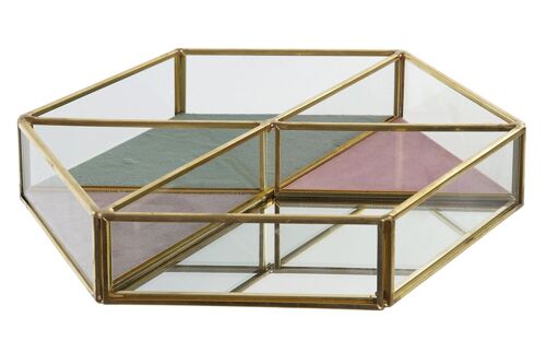 Joyero Cristal Metal 23,5X20,5X4 Dorado LD206400