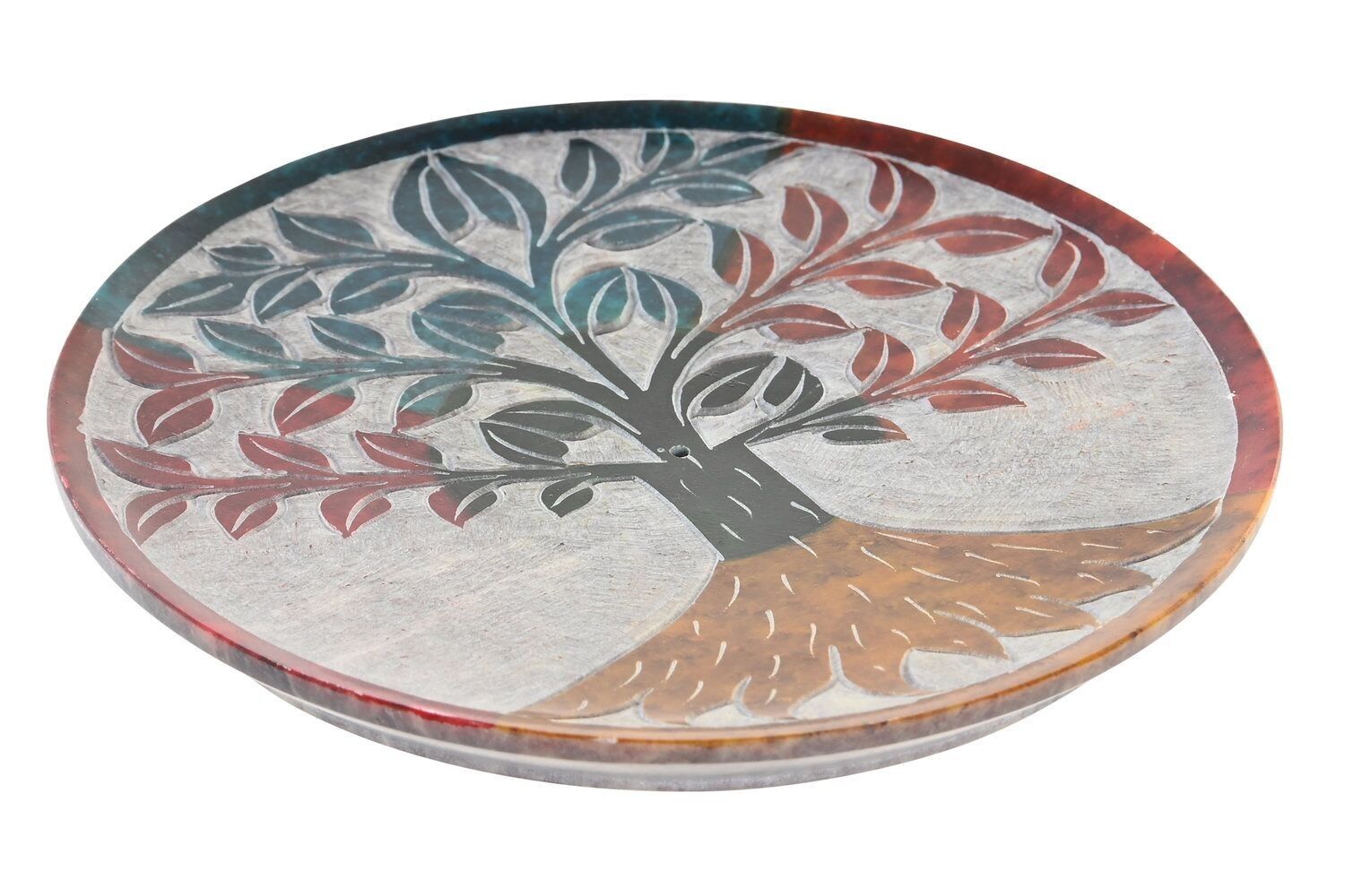 RÄUCHERHALTER AUS STEIN 13X13X0,7 GESCHNITZTER BAUM LD200864