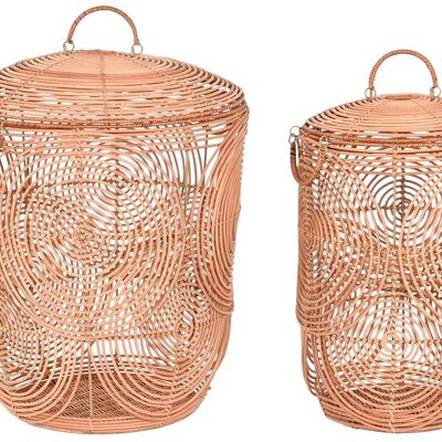 BASKET SET 2 RATTAN 45X45X57 WITH NATURAL LID LD206490