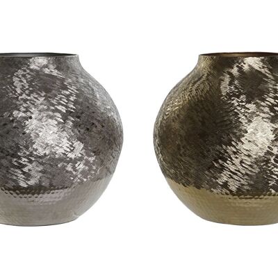 ALUMINIUMVASE 33X33X29 GERITZT 2 SORTIMENTE. LD207706