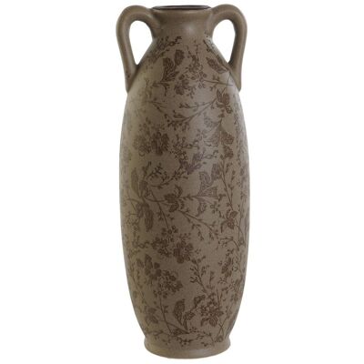 Vaso in gres 13X13X35 Foglie Marrone Opaco LD209131