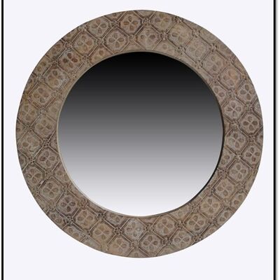 Miroir Mango Mdf 76x4x76 Mandala Décape Marron LD205000