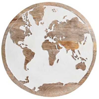 DECORAZIONE PARETE MANGO 40X1,5X40 MAPPA DEL MONDO MARRONE LD205238