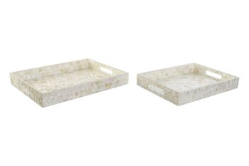 PLATEAU DÉCO SET 2 NACRE 40X30X5 PLATEAU DÉCOR LD205414 1