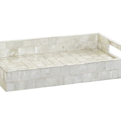 PLATEAU DÉCO BAMBOU NACRE 30,5X20,5X4 BLANC LD205422