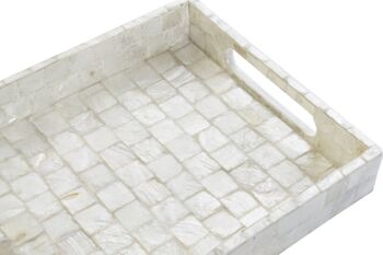 PLATEAU DÉCO BAMBOU NACRE 30,5X20,5X4 BLANC LD205422 2