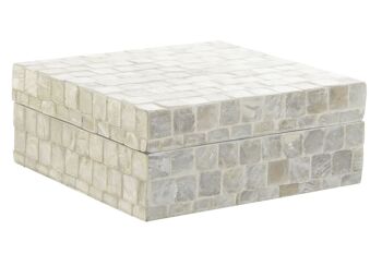 BOÎTE BAMBOU NACRÉ 20X20X8 BLANC LD205423 1