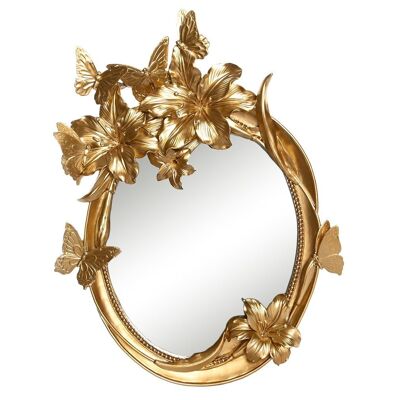 Specchio in Vetro Resinato 35X4.7X46.5 Farfalle Oro LD205442