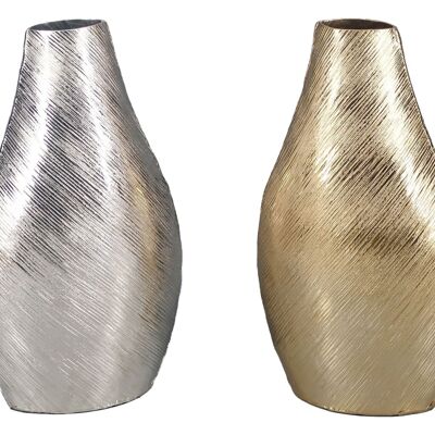 ALUMINUM VASE 22X13X40,5 LINED 2 ASSORTMENTS. LD205522