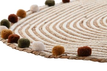 TAPIS COTON SEAGRASS 90X90X1 POMPON NATUREL LI198970 4