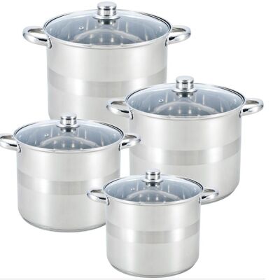 Set De 4 Marmites Profonde En Inox - 6L / 8 L / 10 L / 12 L