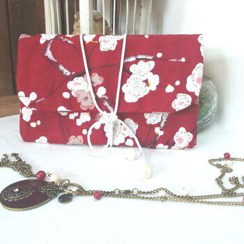 Pochette de rangement à bijoux en coton japonais rouge 2