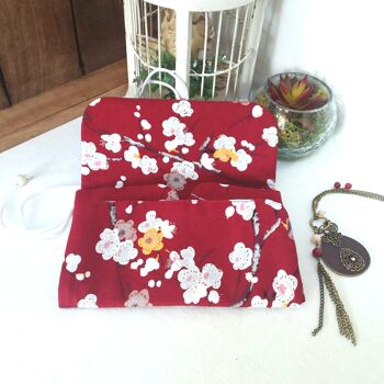 Pochette de rangement à bijoux en coton japonais rouge 3