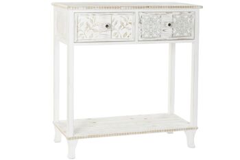 CONSOLE BOIS 81X36X85 DÉCAPAGE BLANC MB181005 1