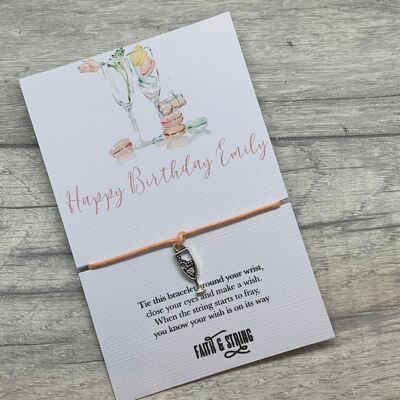 Braccialetto dell'amicizia del braccialetto dei desideri di compleanno del regalo di compleanno personalizzato