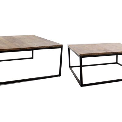 TABLE BASSE SET 2 POIGNEE METAL 90X90X40 NATUREL MB177295