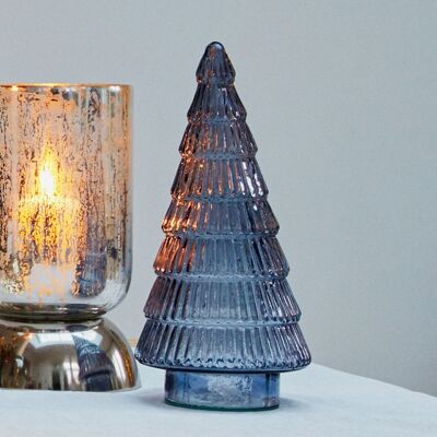 Ivyline Festive Tabletop Decor, Juniper Blue Glass Tree