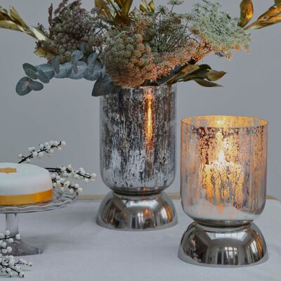 Ivyline Indoor Regency Vase à étages en métal argenté