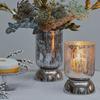 Ivyline Indoor Regency Vase à étages en métal argenté 1