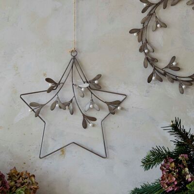 Ivyline Decoración festiva para interiores, corona de muérdago de estrellas An. 31 cm