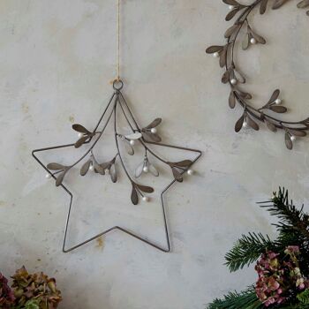 Décoration festive d'intérieur Ivyline, couronne de gui étoilée L31 cm 1