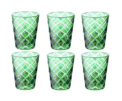 6er Set Kristallgläser Dio, grün, handgeschliffenes Glas, Höhe 10 cm