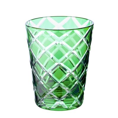 Juego de 6 vasos de cristal Dio, verde, cristal tallado a mano, altura 10 cm