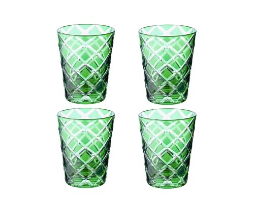 4er Set Kristallgläser Dio, grün, handgeschliffenes Glas, Höhe 10 cm