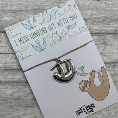 Sloth Gift Friendship Bracelet Sloth Keepsake Sloth Quote Gift Sloth advice gift, i miss you gift, miss hanging out with you, isolation gift