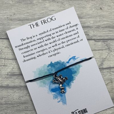 Frog wish bracelet, frog totem, frog charm bracelet, frog totem card.