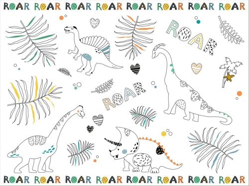Coloring Placemats Dino Roars - 6 pieces