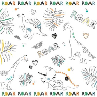 Manteles individuales para colorear Dino Roars - 6 piezas