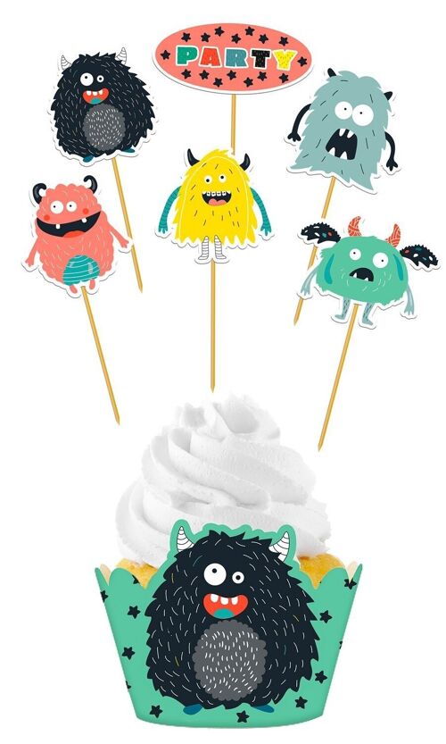 Cupcake Decoration Set Monster Bash - 12-piece