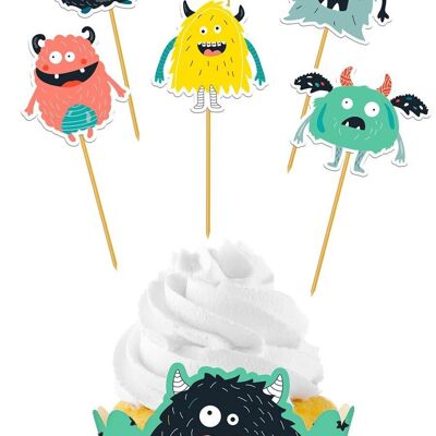 Juego de decoración para cupcakes Monster Bash - 12 piezas