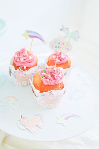 Set de Décoration Cupcake Licornes & Arcs-en-Ciel - 12 pièces 2