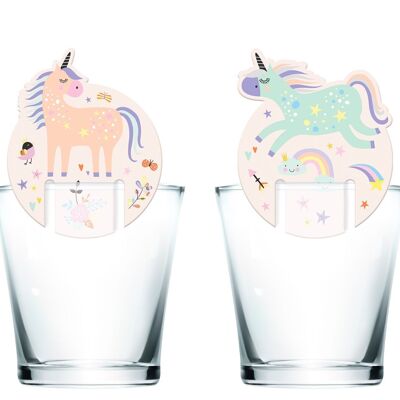 Marcadores de vidrio Unicornios y arcoíris - 6 piezas